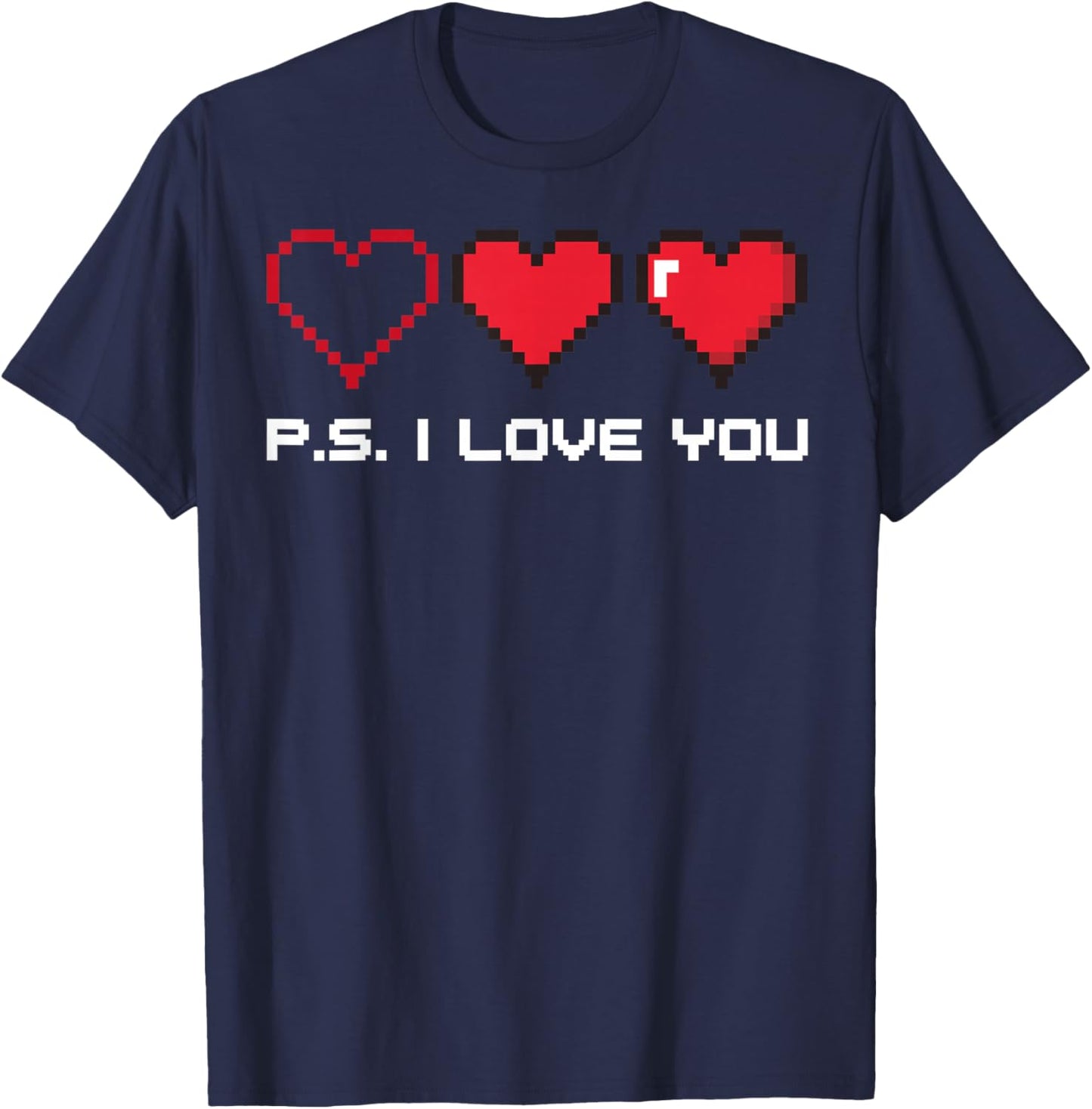 PS I Love You Day Valentine's Day Pixel Purple Heart Kids T-Shirt - T-Shirt | Navy