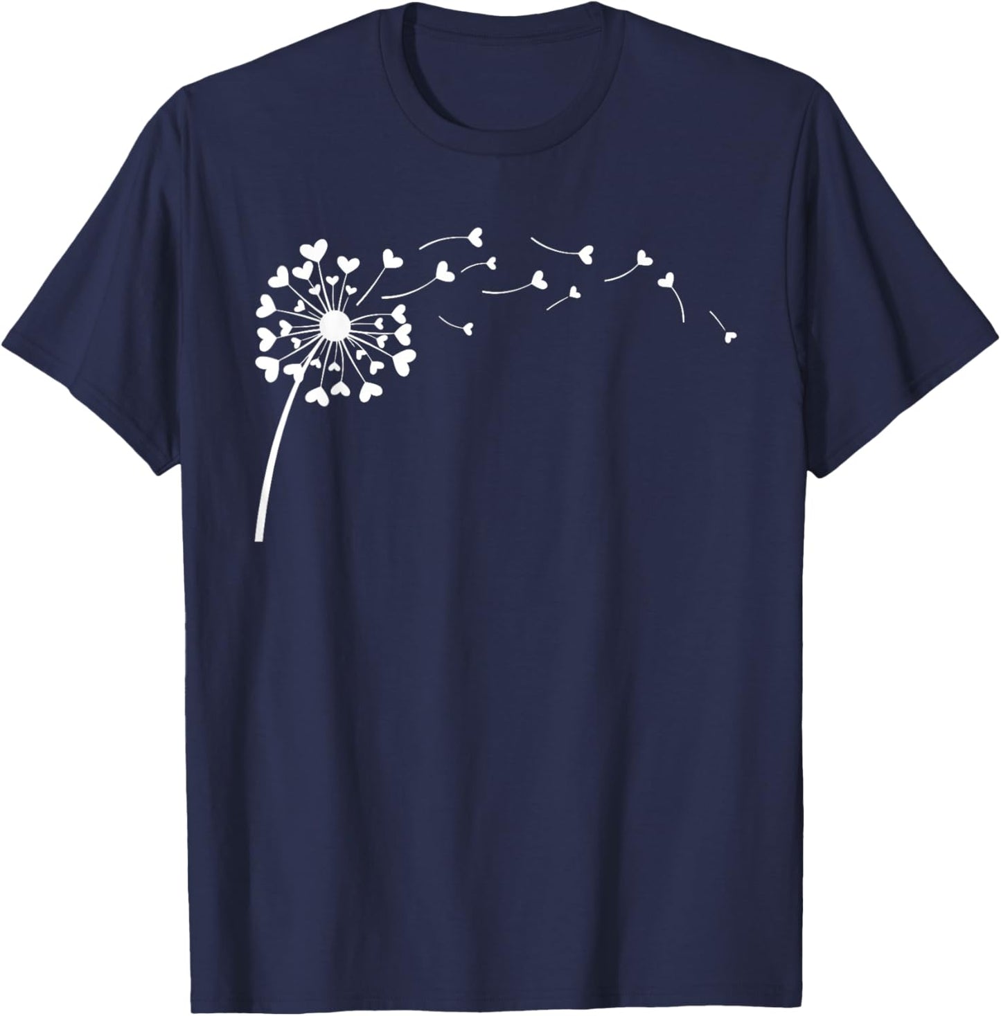 Heart Dandelion Flower Love Cute Valentines Day Girls T-Shirt - T-Shirt | Navy