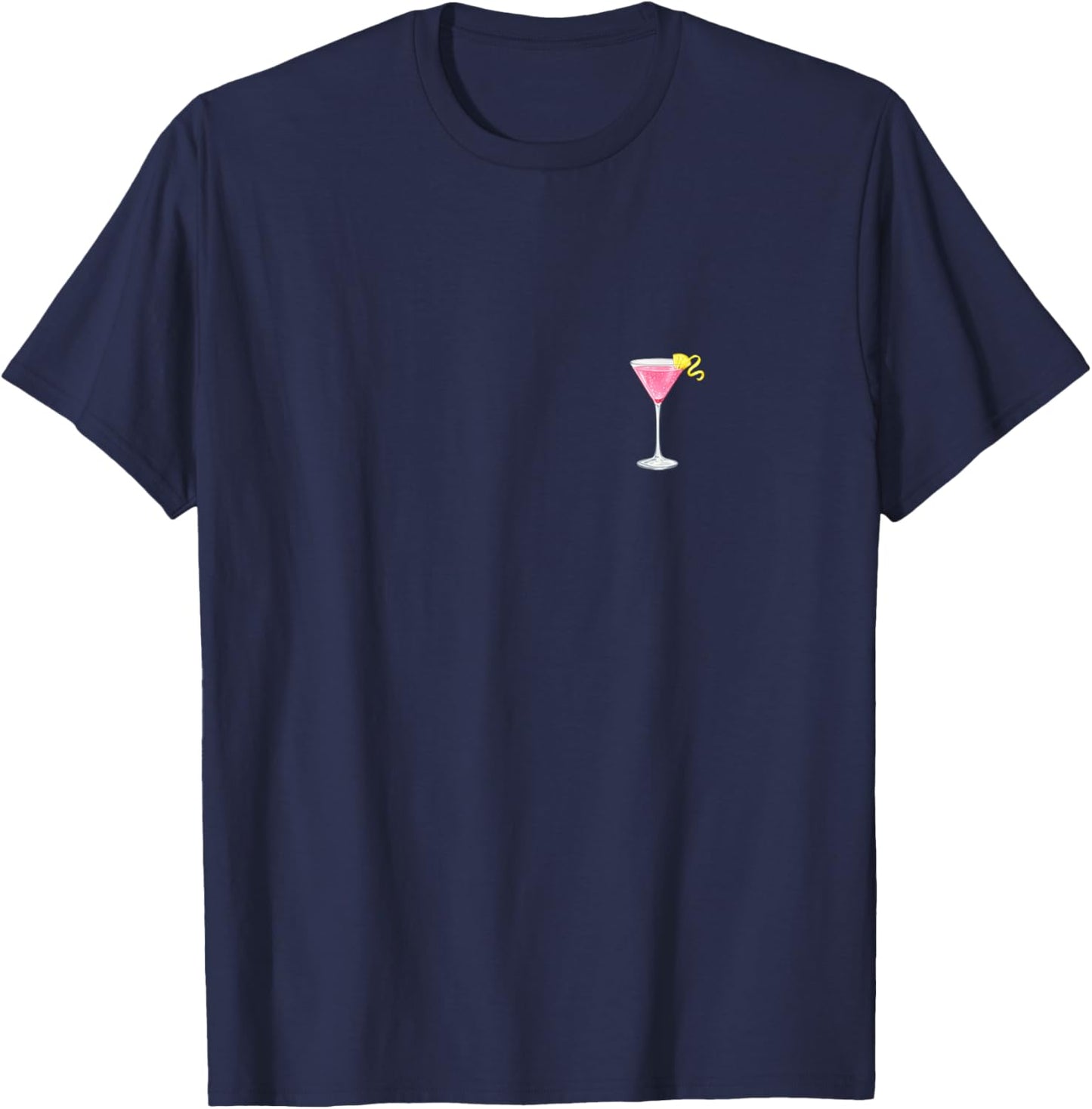 Cosmo Cosmopolitan Cocktail Pink - Backprint T-Shirt - T-Shirt | Navy