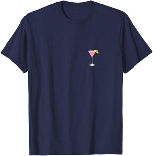 Cosmo Cosmopolitan Cocktail Pink - Backprint T-Shirt - T-Shirt | Navy