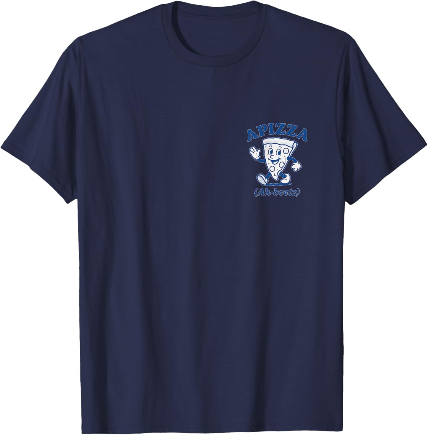 Apizza Ah Beetz Funny Pizza Italian Food Lover Retro Design T-Shirt - T-Shirt | Navy