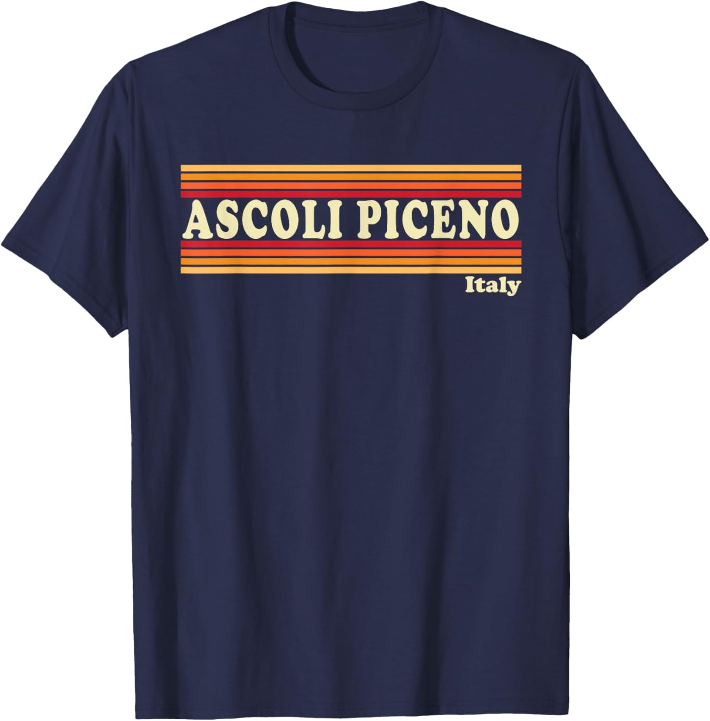 Vintage 80s Ascoli Piceno Italy Retro Graphic T-Shirt - T-Shirt | Navy