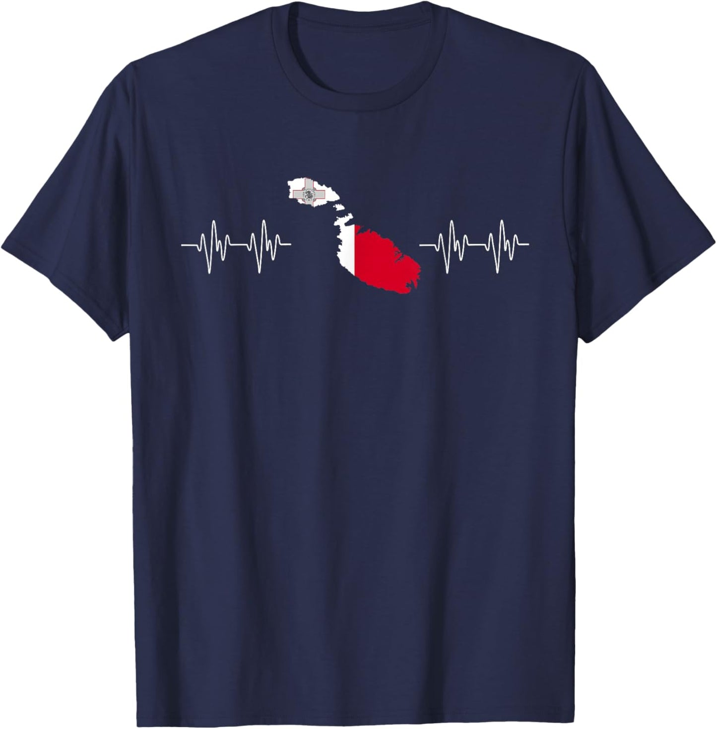 Malta Heartbeat Flag Souvenir Patriotic Men Women T-Shirt - T-Shirt | Navy