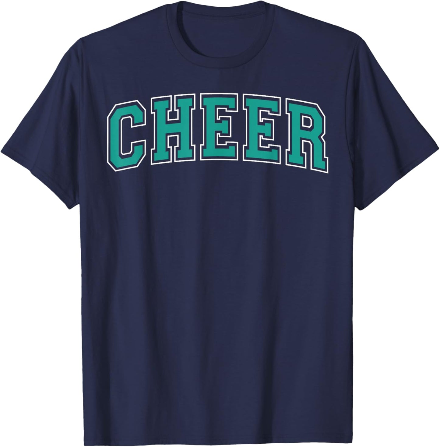 Cheer Varsity Teal and White Cheerleader Cheerleading T-Shirt - T-Shirt | Navy