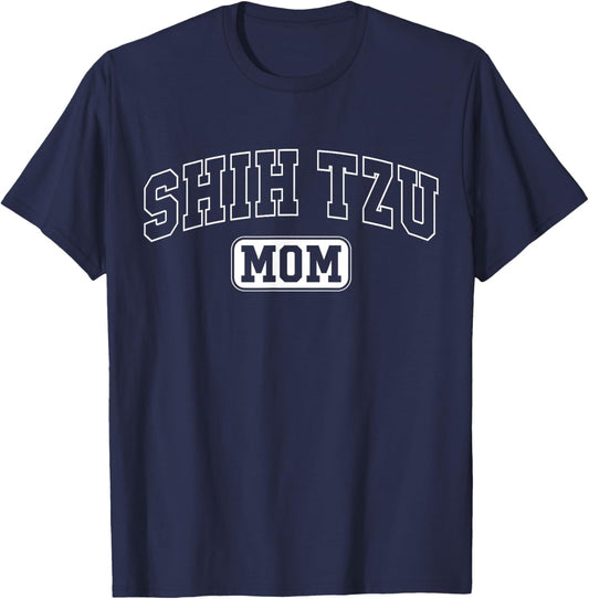 Shih Tzu Mom Funny Athletic Lettering Pet Owner Mama T-Shirt - T-Shirt | Navy