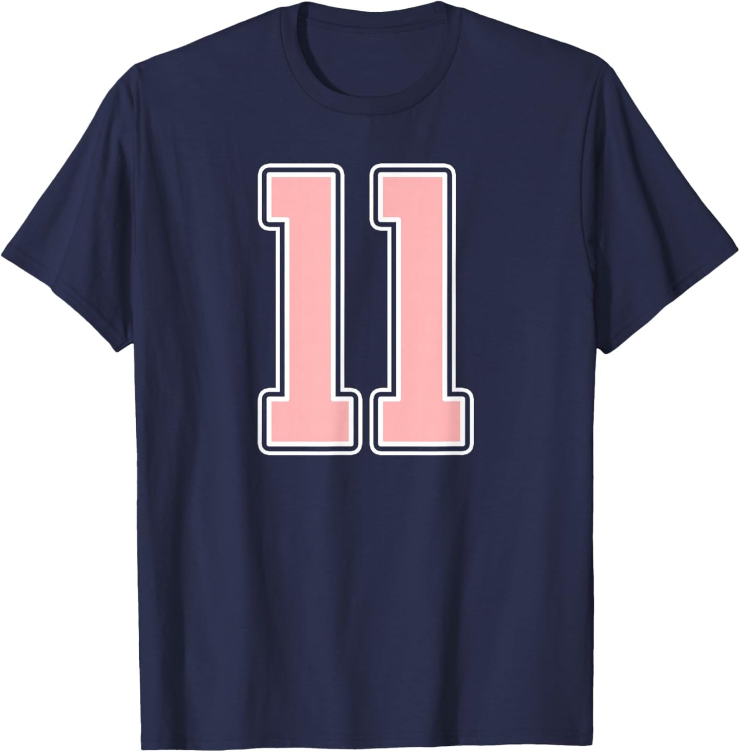 Cute Pink and White Number 11 Jersey Player Uniform #11 Fan T-Shirt - T-Shirt | Navy