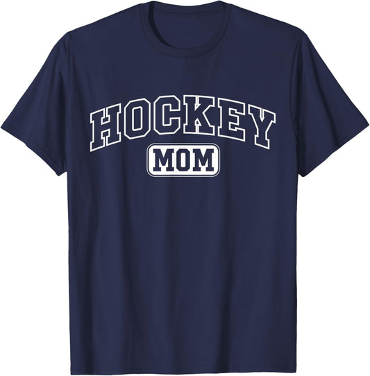 Hockey Mom Funny Athletic Lettering Mothers Day Mama Coach T-Shirt - T-Shirt | Navy