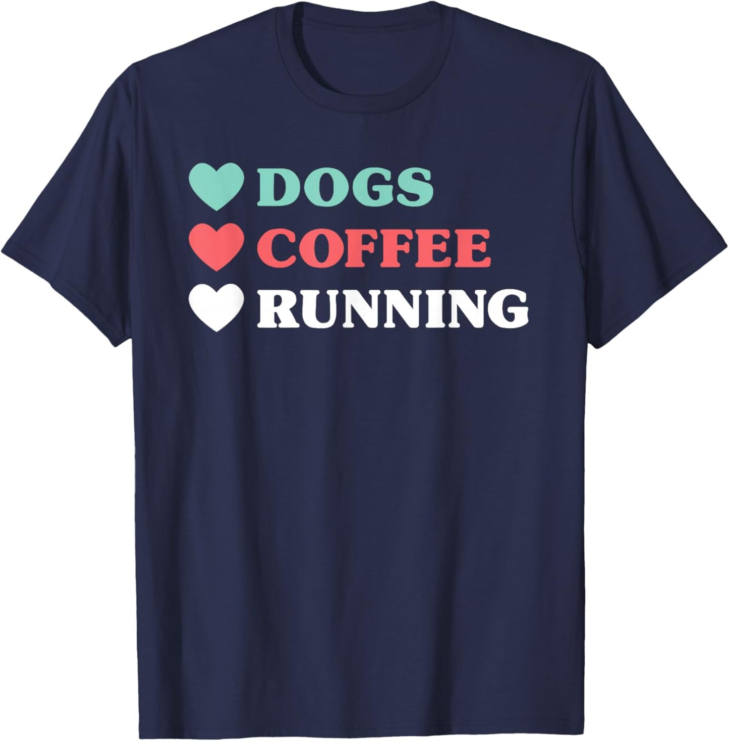 Dogs Coffee Running and Girls T-Shirt - T-Shirt | Navy