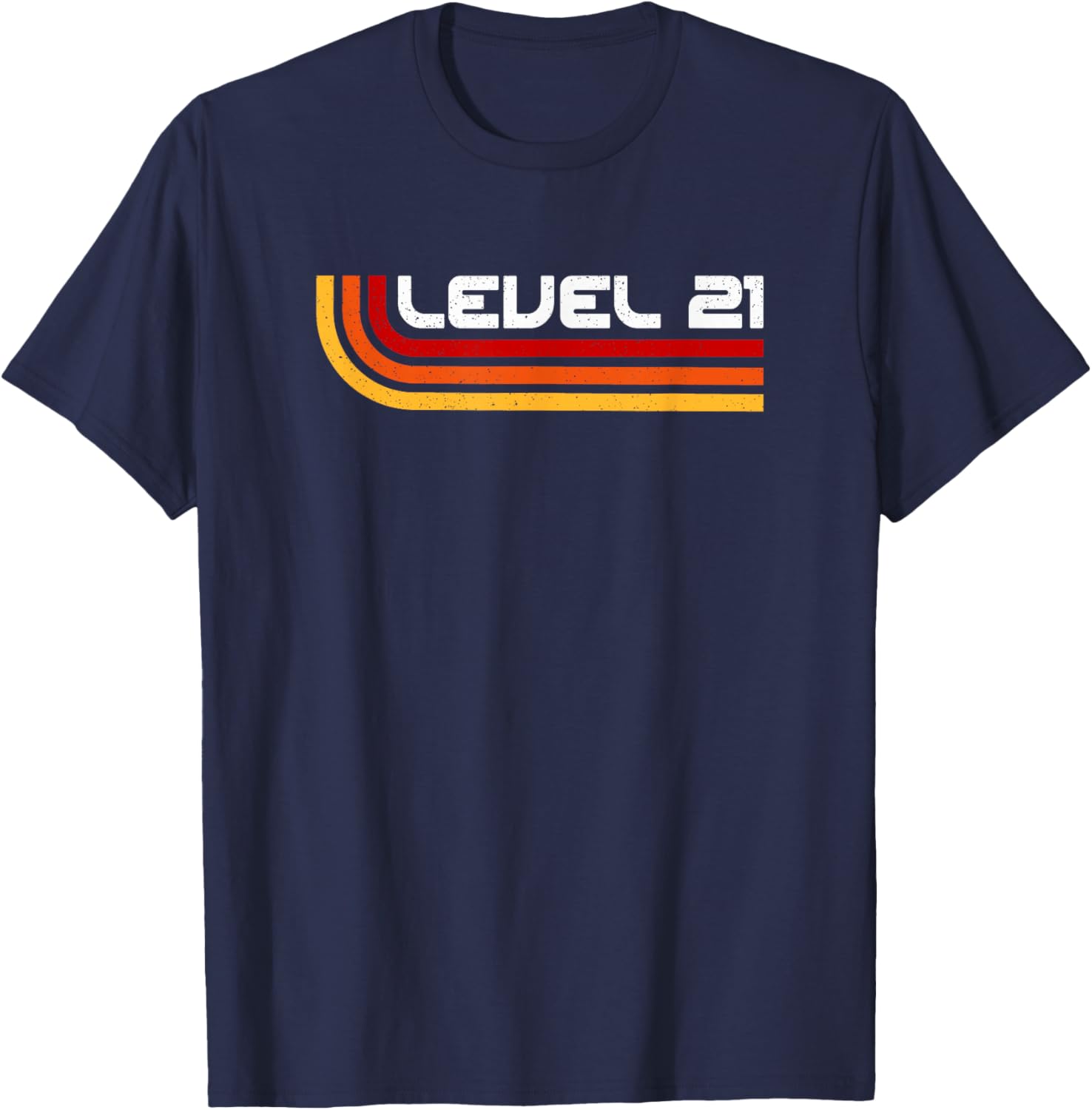 Level 21 | Vintage Gamers 21st Oldschool Aesthetic Birthday T-Shirt - T-Shirt | Navy