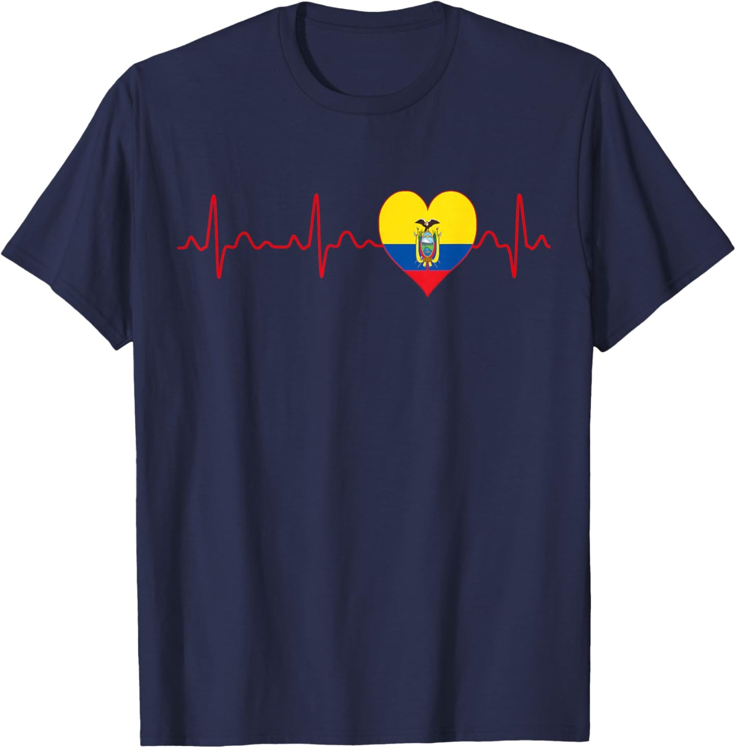 Ecuador Flag Heartbeat EKG Patriotic National Souvenir T-Shirt - T-Shirt | Navy
