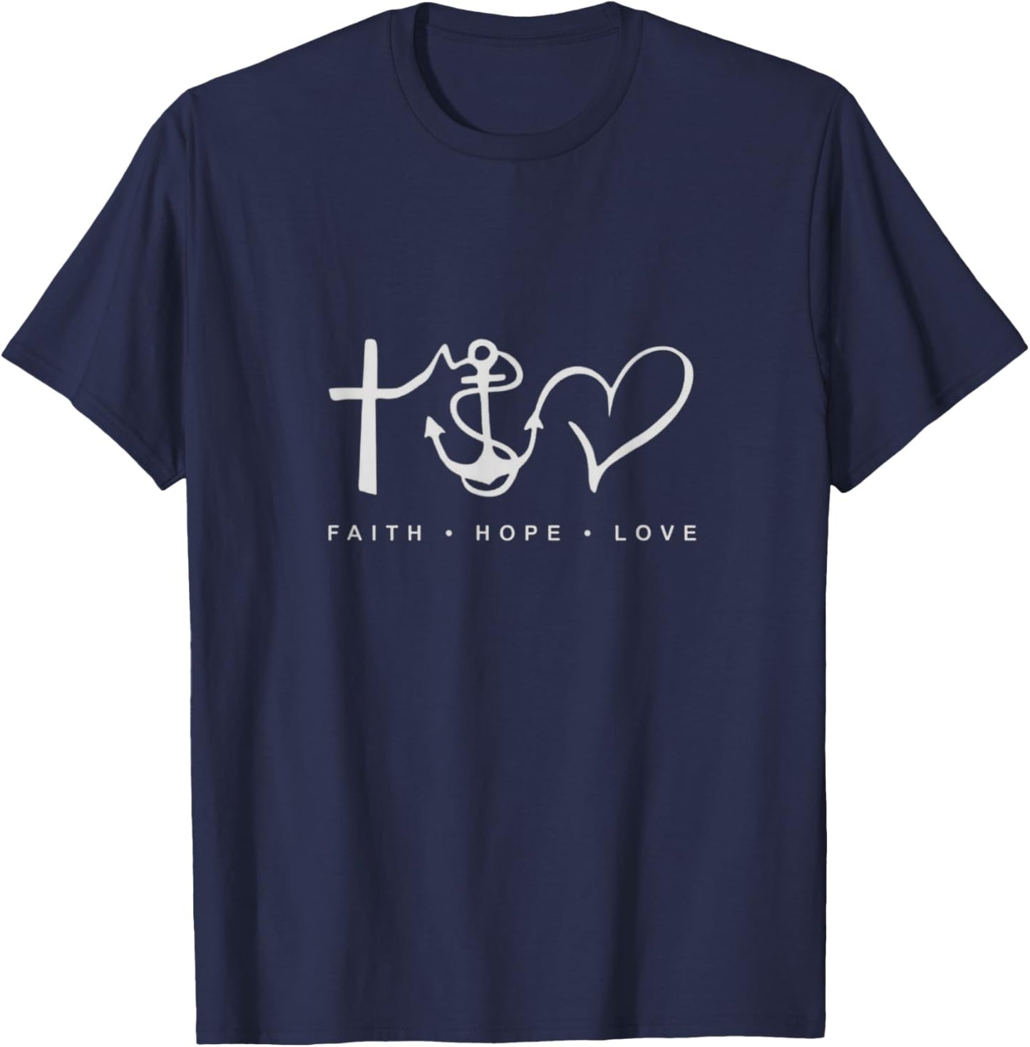 Collection Faith Hope Love Minimalist Design Anchor Heart T-Shirt - T-Shirt | Navy