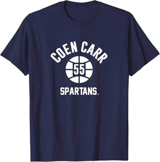 Michigan State Basketball: Coen Carr Name Number Ball T-Shirt - T-Shirt | Navy