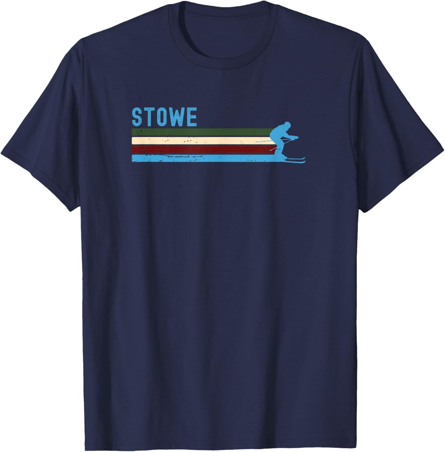Stowe Vermont Retro Ski Mountain Vacation T-Shirt - T-Shirt | Navy