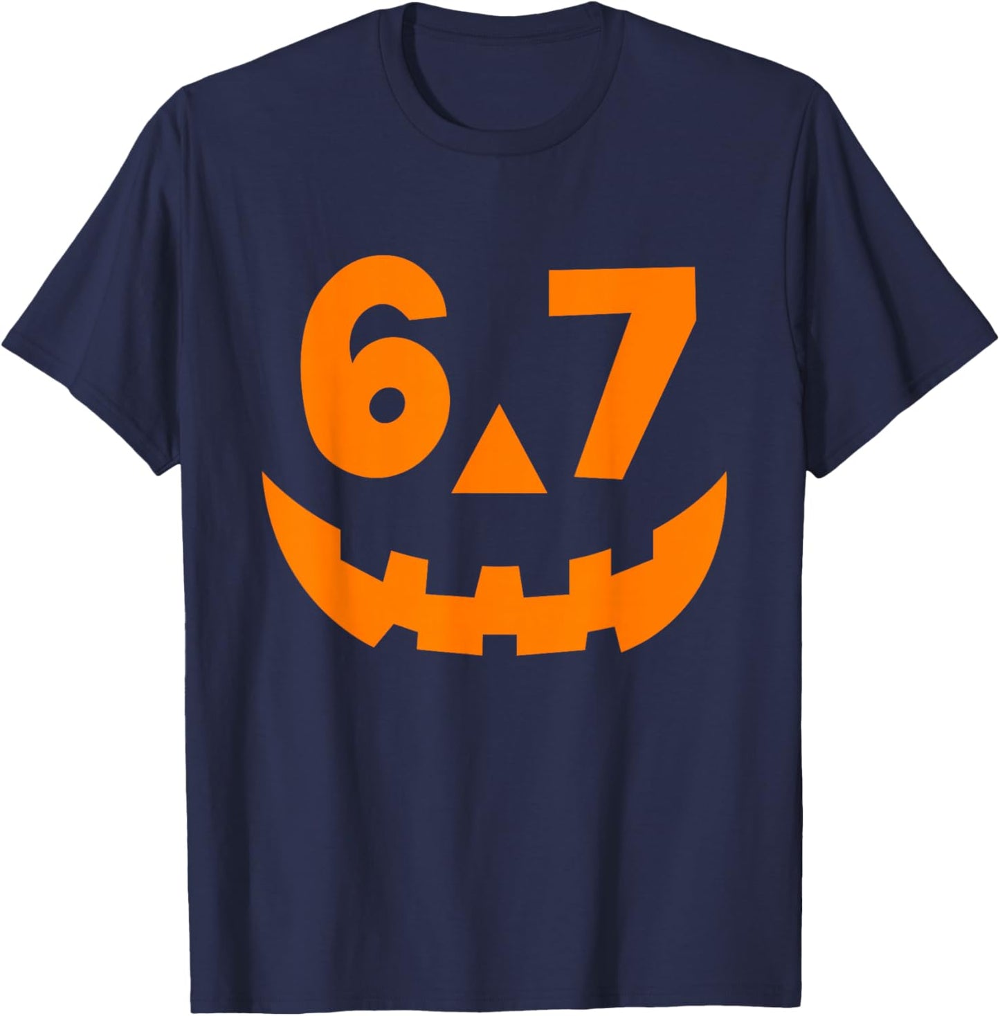 Halloween Six Seven 6 7 Meme Jack O Lantern 6-7 Pumpkin Face T-Shirt - T-Shirt | Navy