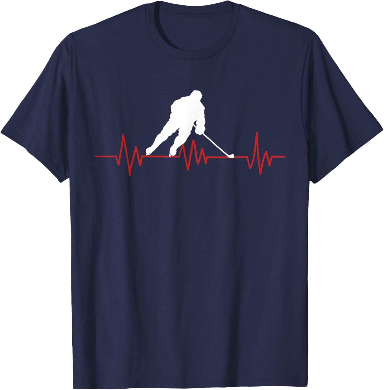 Ice Hoceky EKG Hockey Heartbeat T-Shirt - T-Shirt | Navy