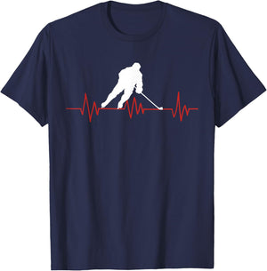 Ice Hoceky EKG Hockey Heartbeat T-Shirt - T-Shirt | Navy