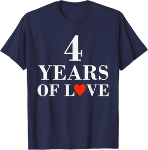 4 Years of Love Classic 4th Marriage Anniversary Couple T-Shirt - T-Shirt | Navy