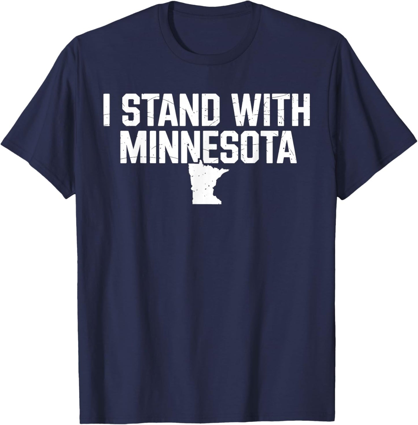 I Stand with Minnesota Vintage MN State Map Pride Native T-Shirt - T-Shirt | Navy