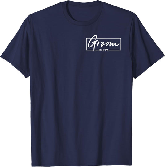 Groom Est. 2026 Married Wedding Engagement Getting Ready T-Shirt - T-Shirt | Navy