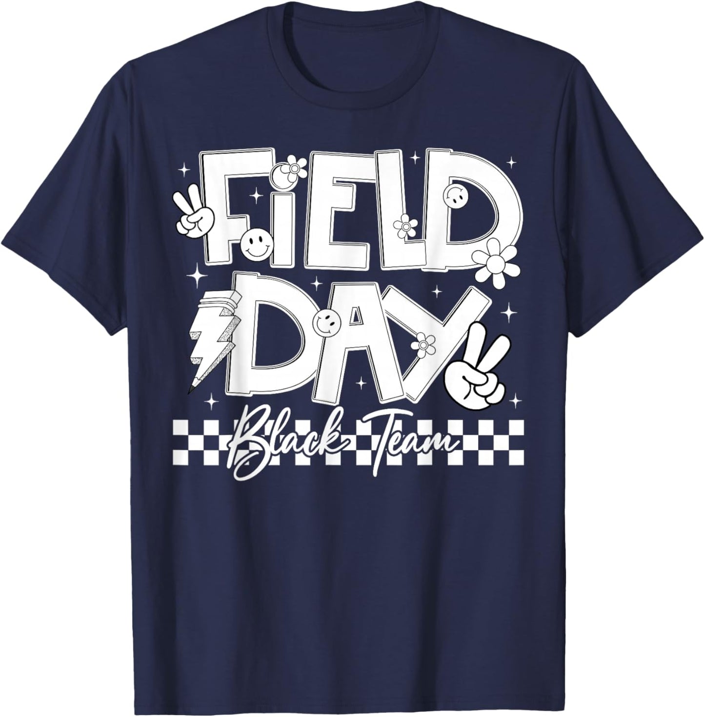 Field Day Black Team Peace Hand Lightning Men Women Kid T-Shirt - T-Shirt | Navy