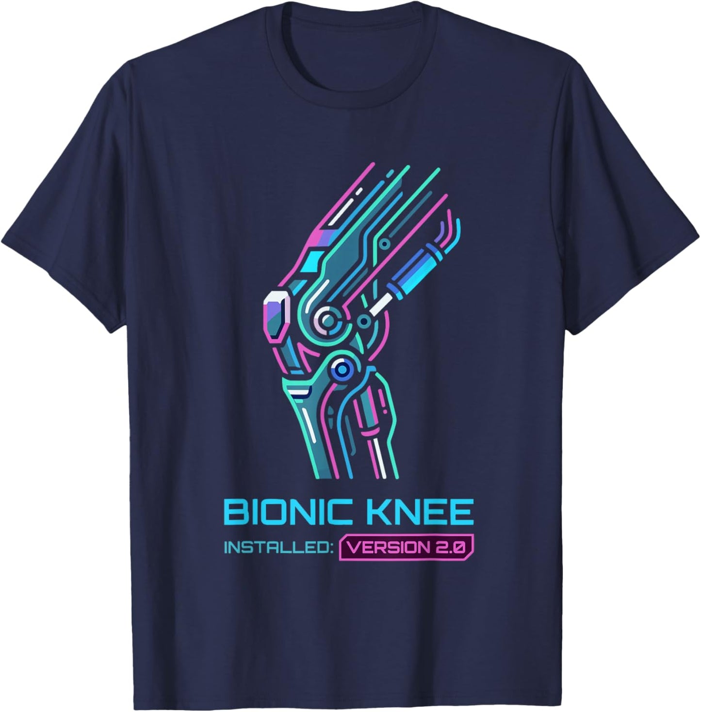 Post Op Knee Surgery Bionic Knee Replacement Recovery T-Shirt - T-Shirt | Navy