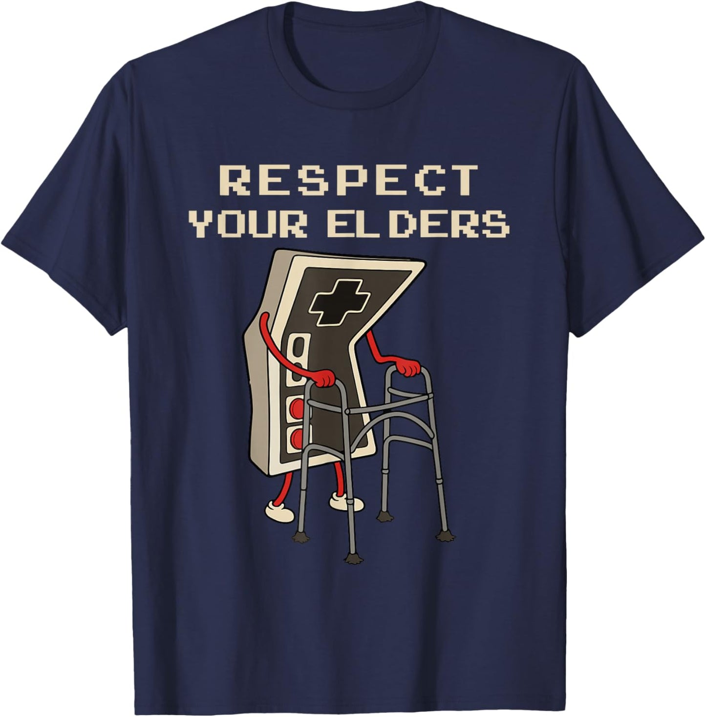 Respect Your Elders Retro Gaming Funny Gamer Controller 80s T-Shirt - T-Shirt | Navy