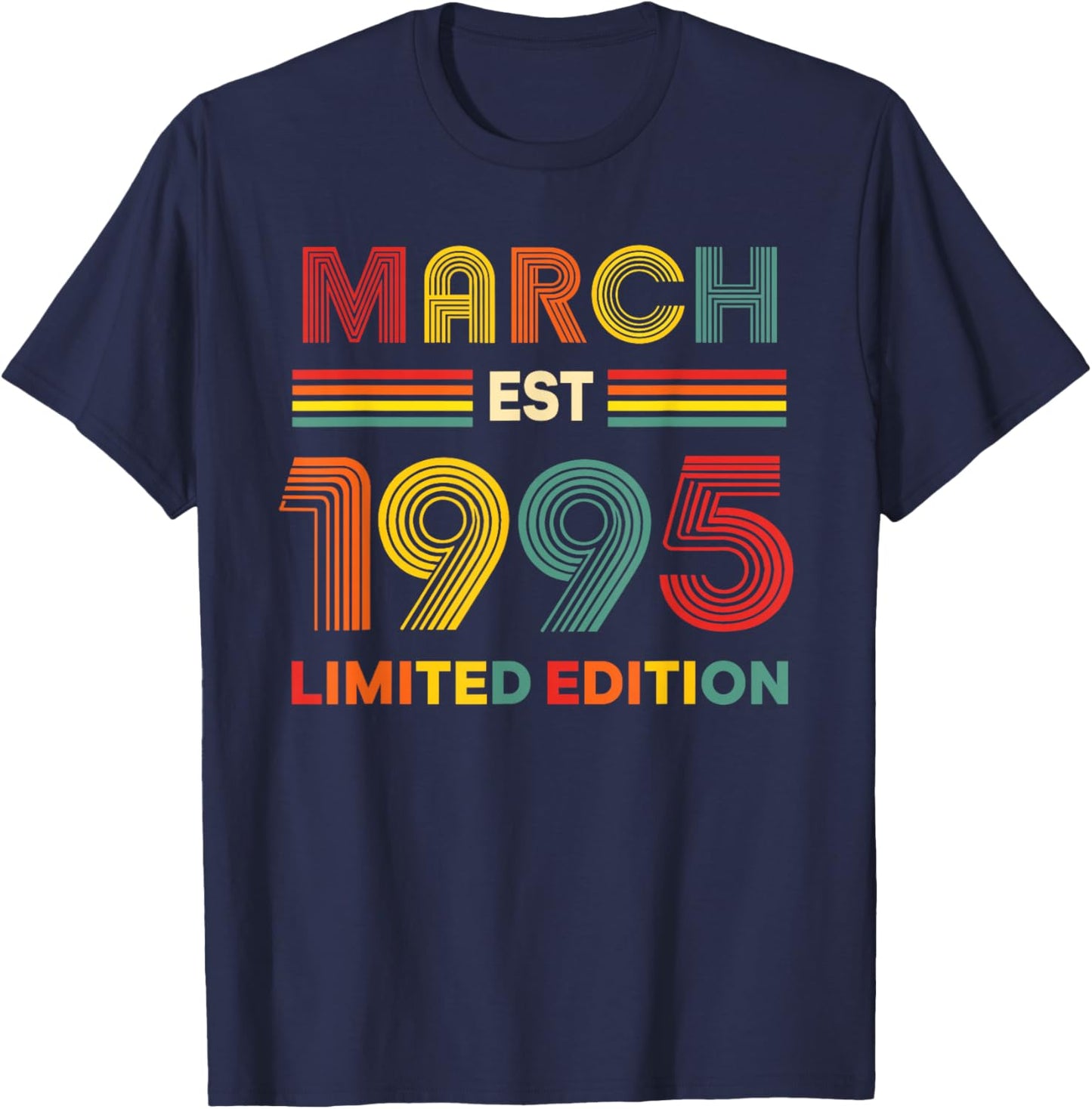 March Est 1995 Birthday Limited Edition 31-Year-Old 31st T-Shirt - T-Shirt | Navy