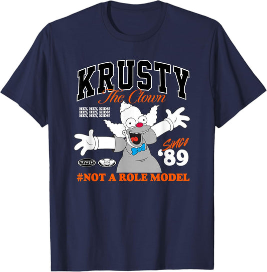 The Simpsons Krusty The Clown Not A Role Model Retro T-Shirt - T-Shirt | Navy
