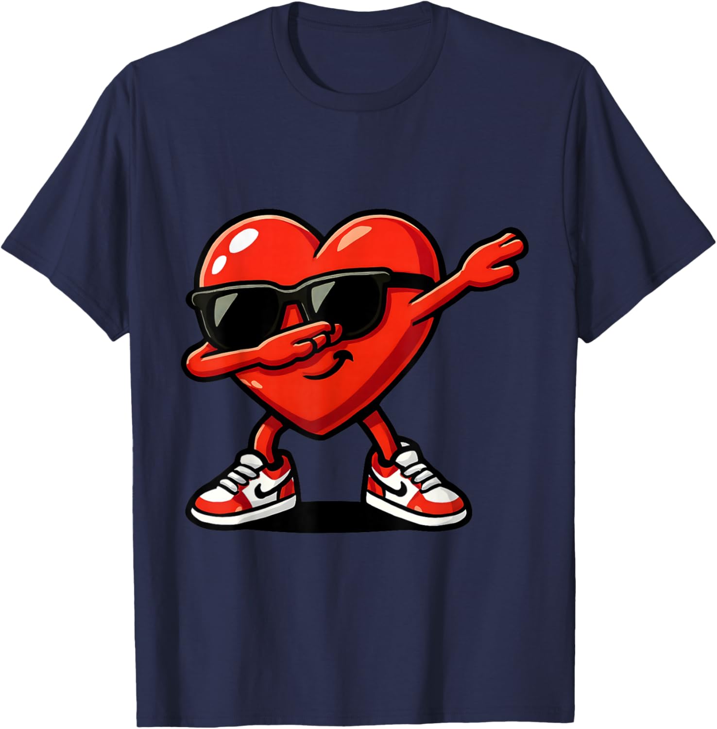 Valentine’s Day Dabbing Heart for Boys Girls Kids T-Shirt - T-Shirt | Navy