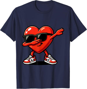 Valentine’s Day Dabbing Heart for Boys Girls Kids T-Shirt - T-Shirt | Navy