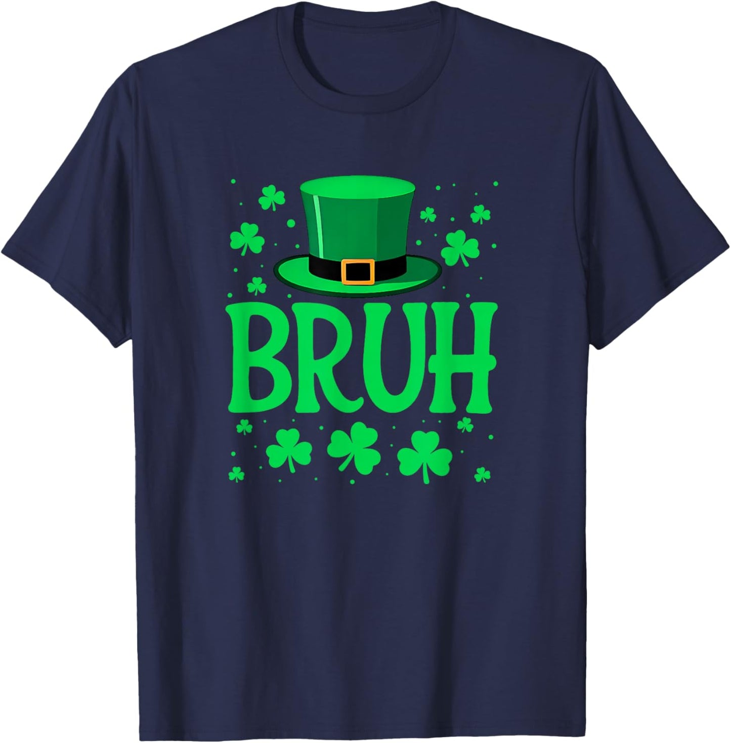 Bruh St Patricks Day Shamrock Saint Paddys Boys Teens Kids T-Shirt - T-Shirt | Navy