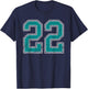 Teal and White Number 22 Jersey Player Uniform #22 Fan T-Shirt - T-Shirt | Navy