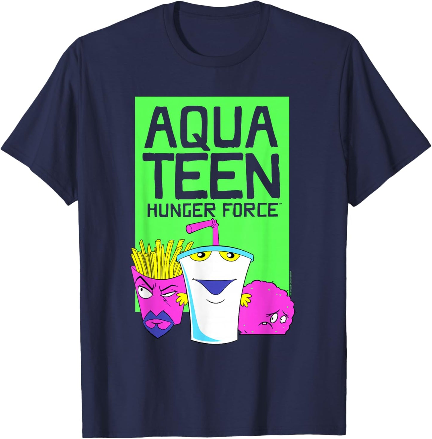 ATHF Neon Color Character Group Funny Cartoon T-Shirt - T-Shirt | Navy