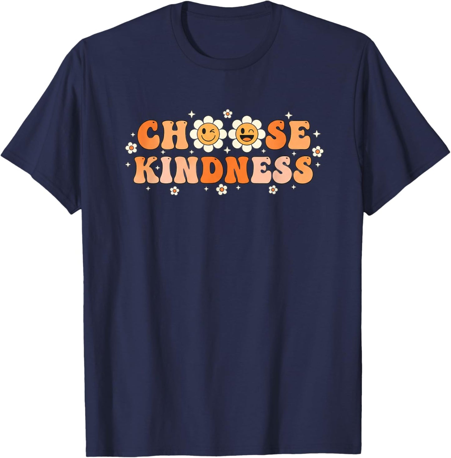Choose Kindness Retro Daisy Wellness Graphic Motiv T-Shirt - T-Shirt | Navy
