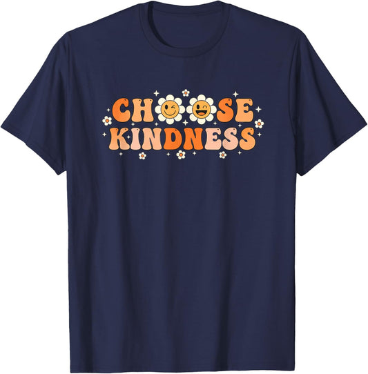 Choose Kindness Retro Daisy Wellness Graphic Motiv T-Shirt - T-Shirt | Navy