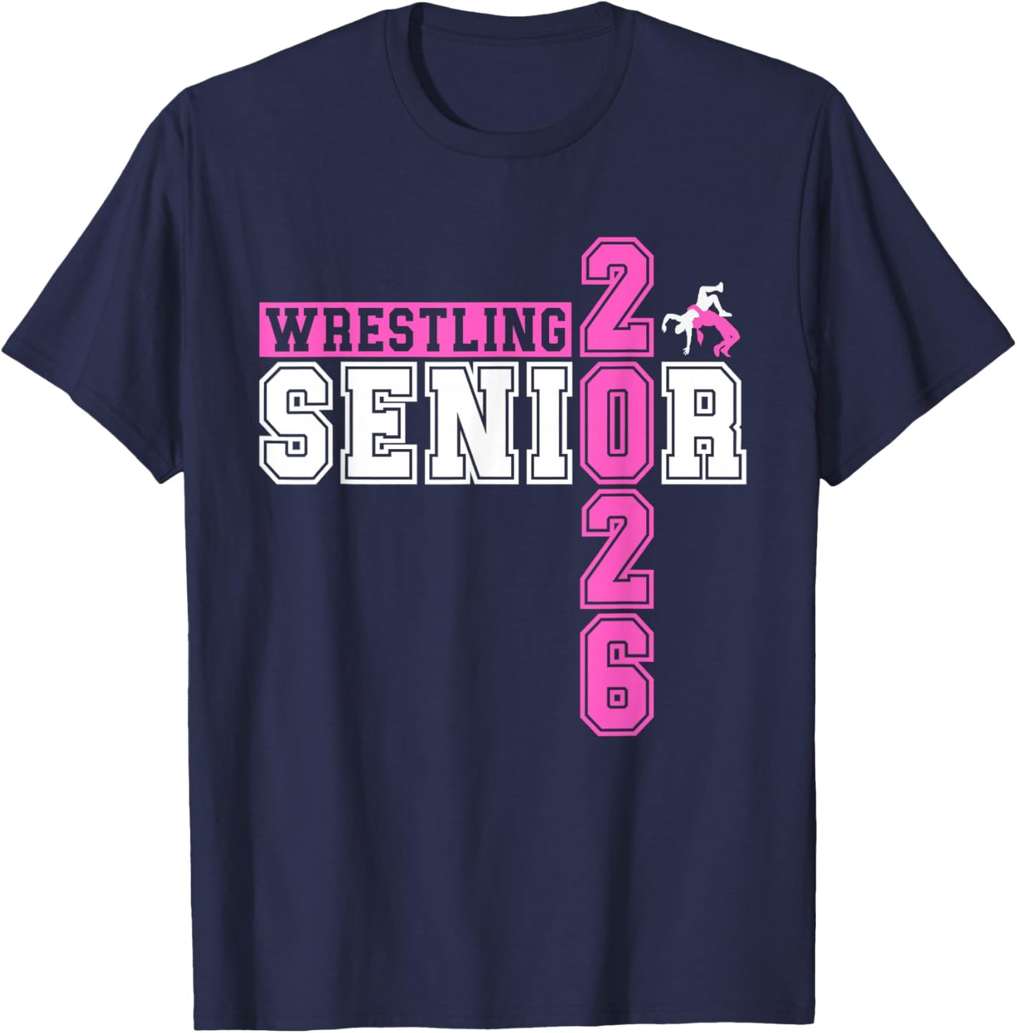 Wrestling Senior Girls Wrestling Senior 2026 Graduation T-Shirt - T-Shirt | Navy