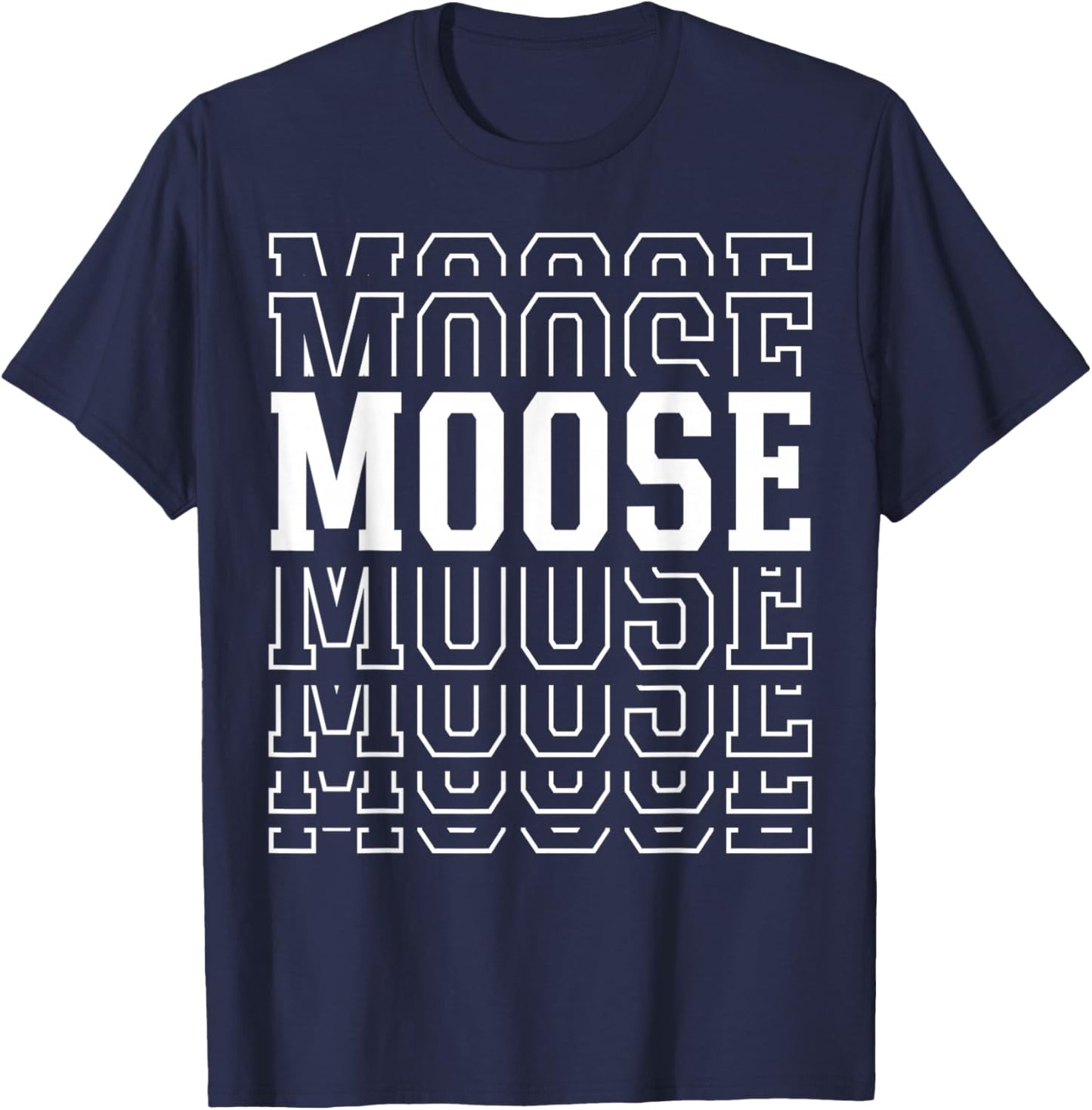 Moose Layered Text Costume Animal Lover T-Shirt - T-Shirt | Navy
