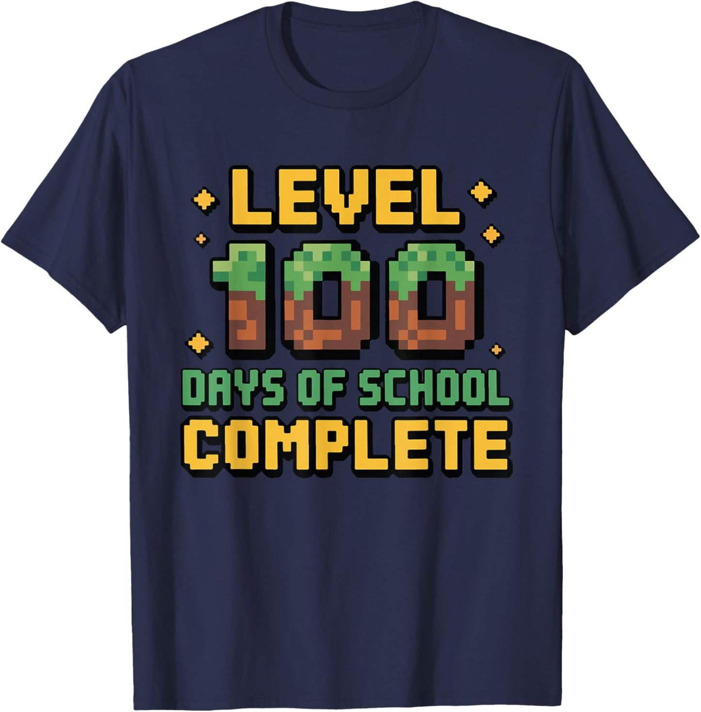 Level 100 Days of School Complete Gamer Gaming Boys Kids T-Shirt - T-Shirt | Navy