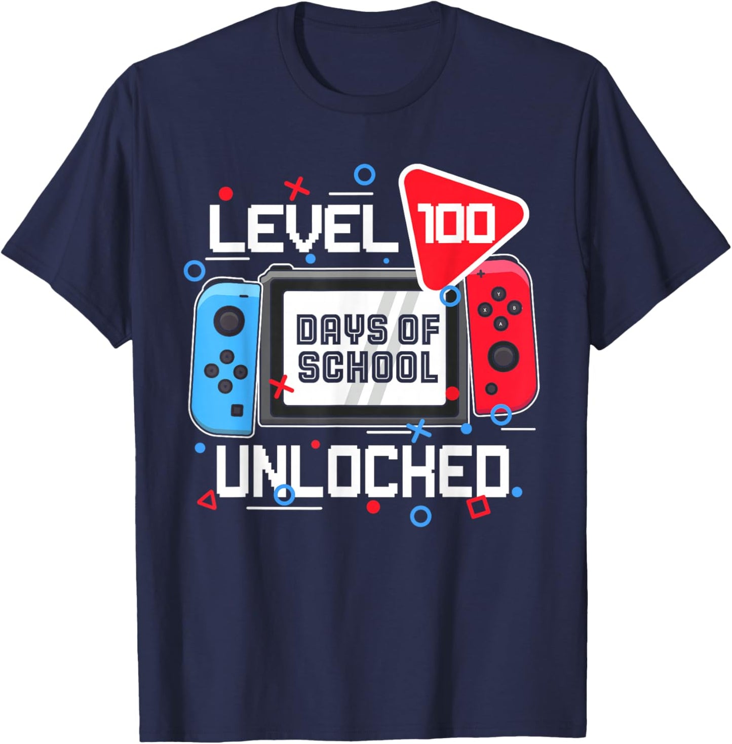 Level 100 Days of School Unlocked Funny Video Games Boy Kids T-Shirt - T-Shirt | Navy