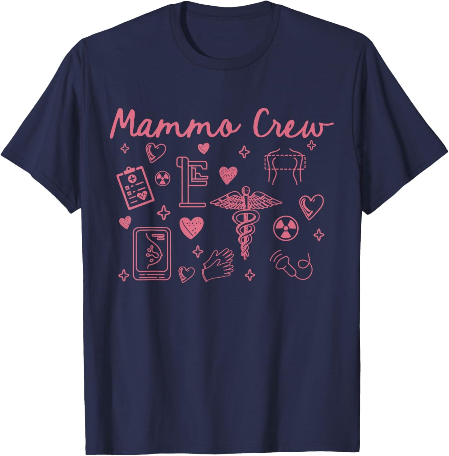 Retro Mammo Crew Radiology Valentines Mammo Technologist T-Shirt - T-Shirt | Navy