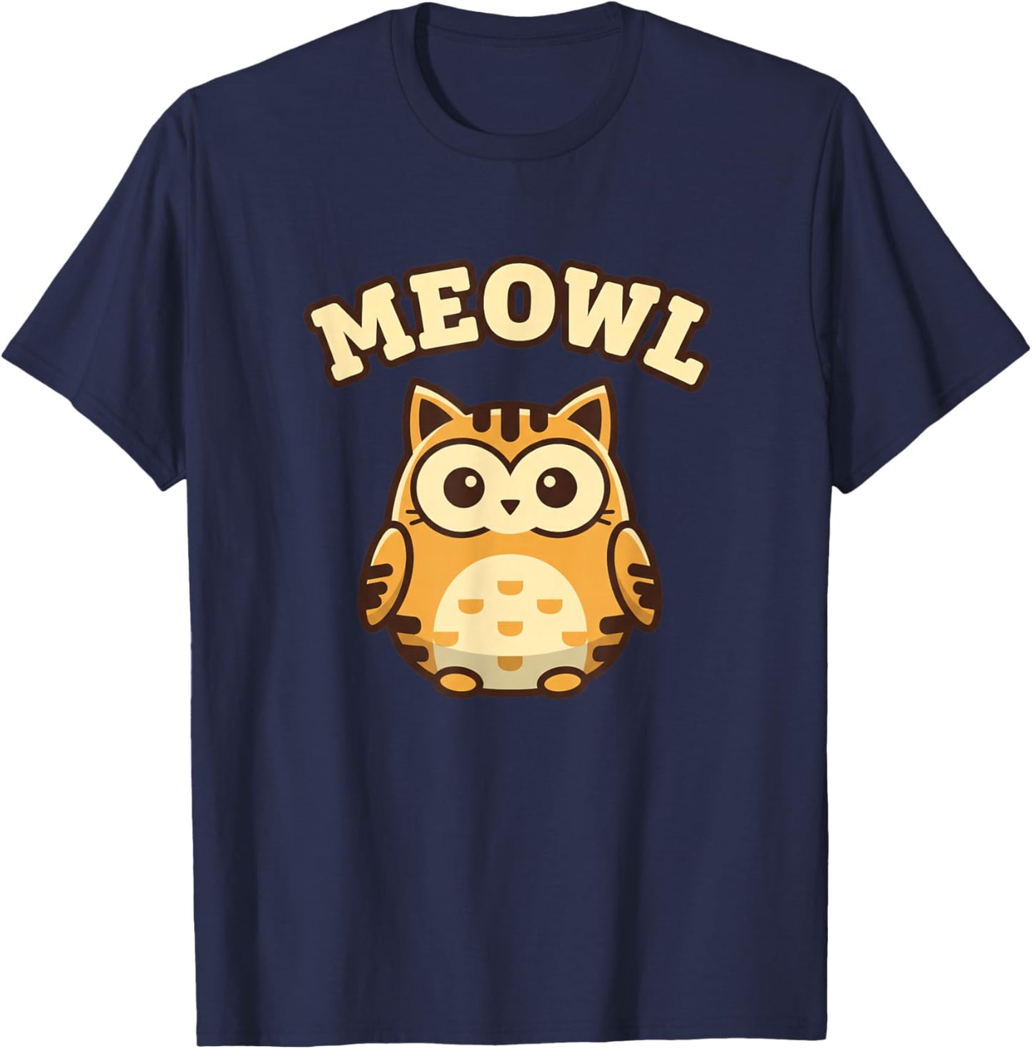 Bird Meowl Cat-Owl Meme Funny Cursed Brainrot Design T-Shirt - T-Shirt | Navy