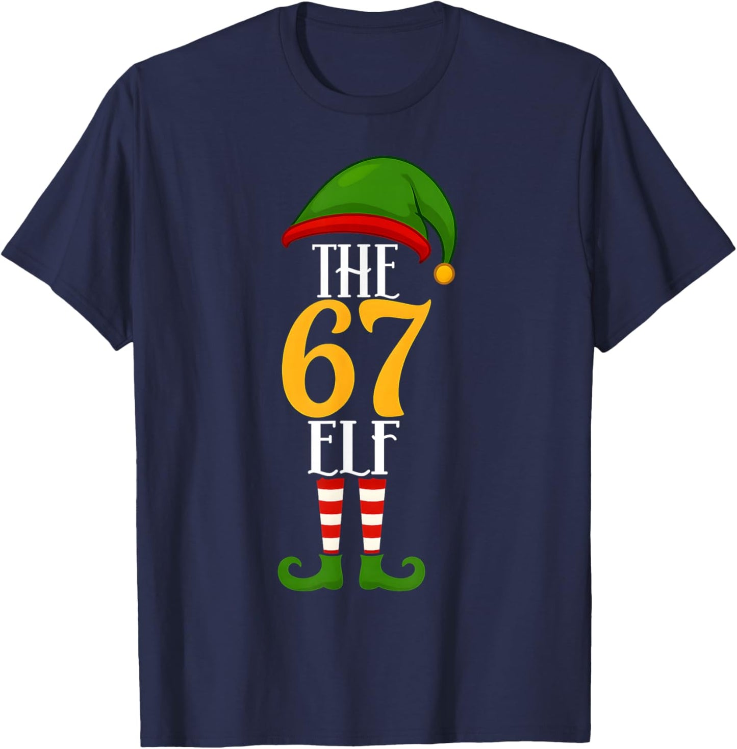 67 Christmas Elf Funny Six Seven Meme Boys Kids Matching T-Shirt - T-Shirt | Navy