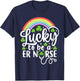 Lucky to Be A ER Nurse Funny St Patrick's Day Shamrocks T-Shirt - T-Shirt | Navy
