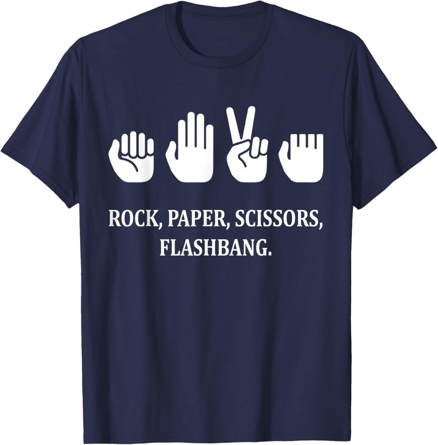 Rock Paper Scissors Flash Sign Language Funny T-Shirt - T-Shirt | Navy
