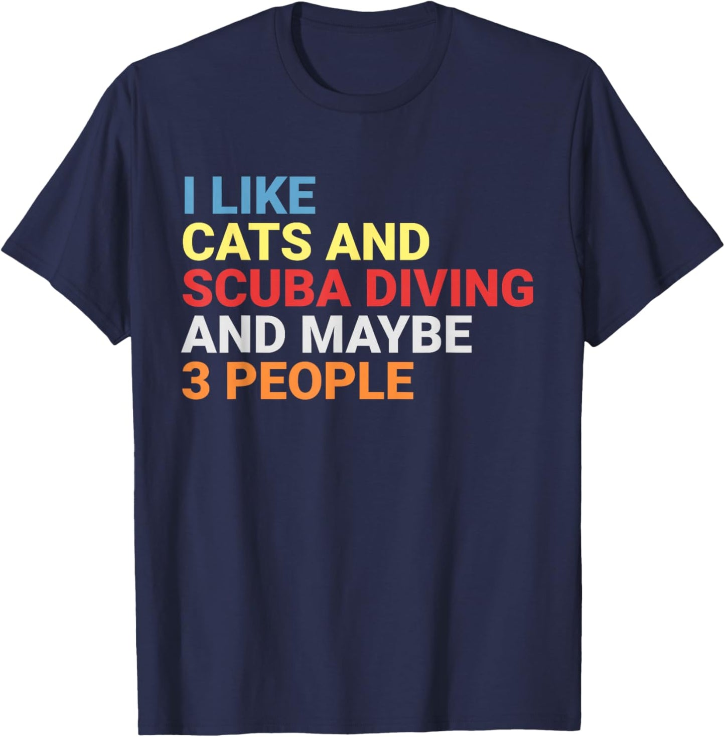 Retro I Like Cats and Scuba Diving Lover Diver Funny Cat T-Shirt - T-Shirt | Navy