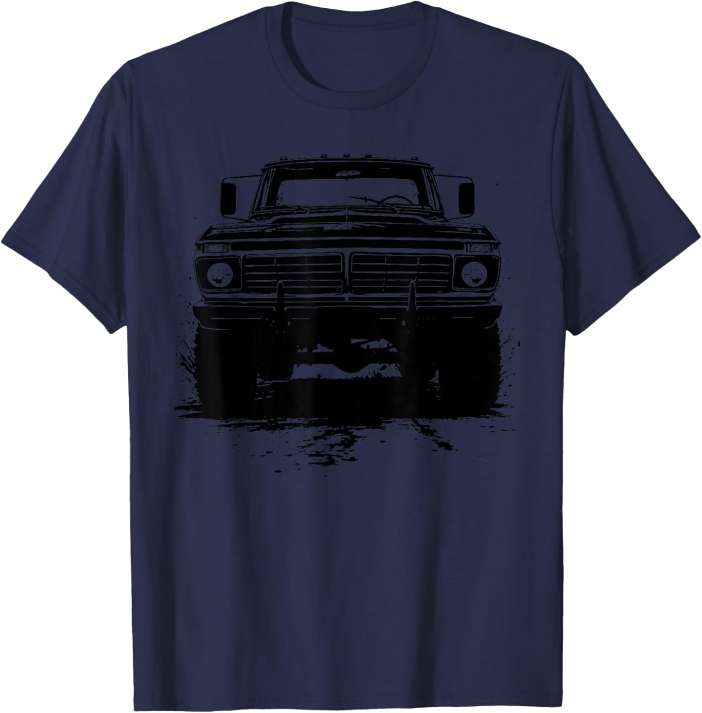 1975 Dentside Truck 4x4 Highboy Front Grill Silhouette T-Shirt - T-Shirt | Navy