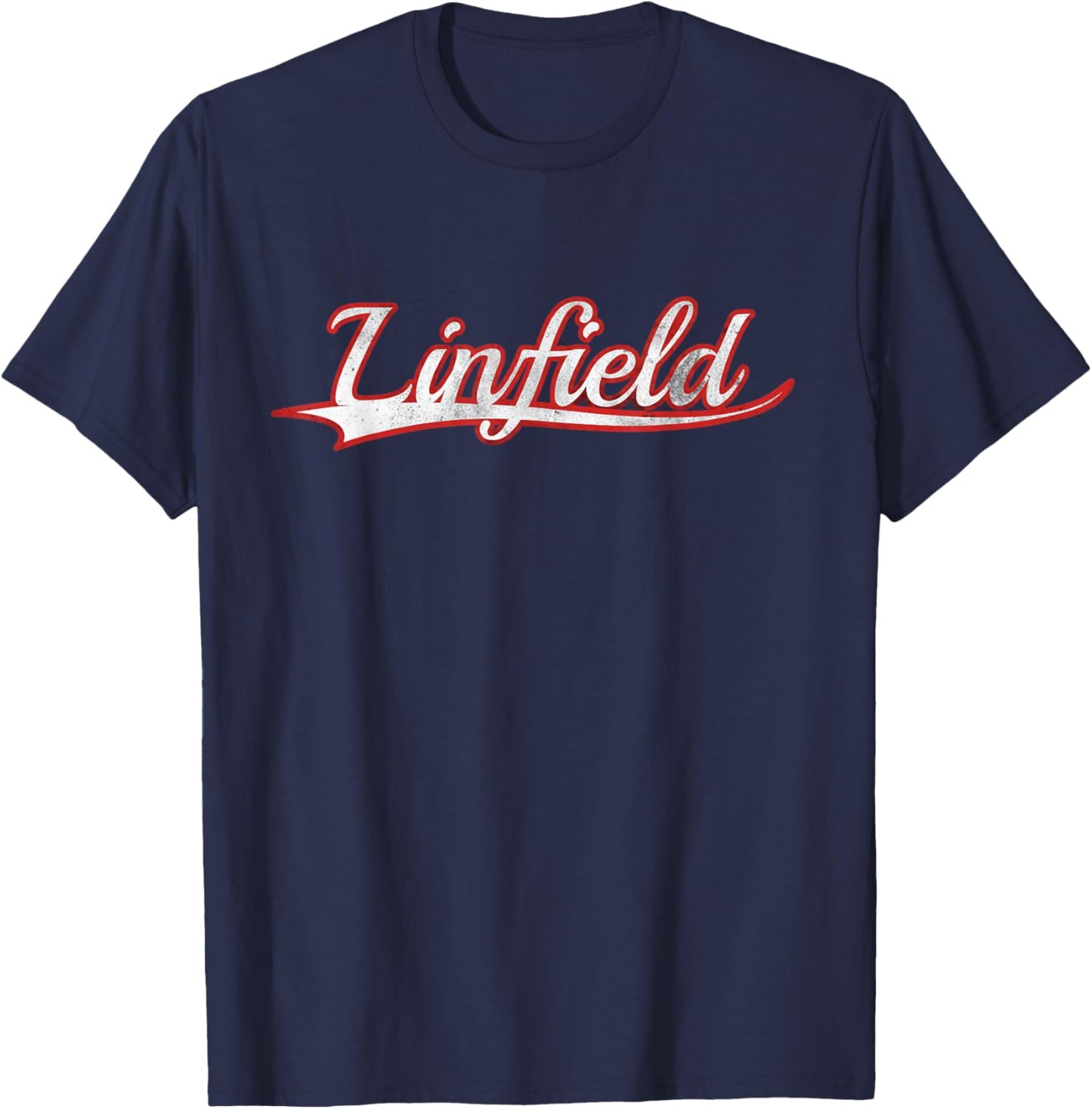 Linfield Oregon Vintage Varsity Distressed Throwback T-Shirt - T-Shirt | Navy