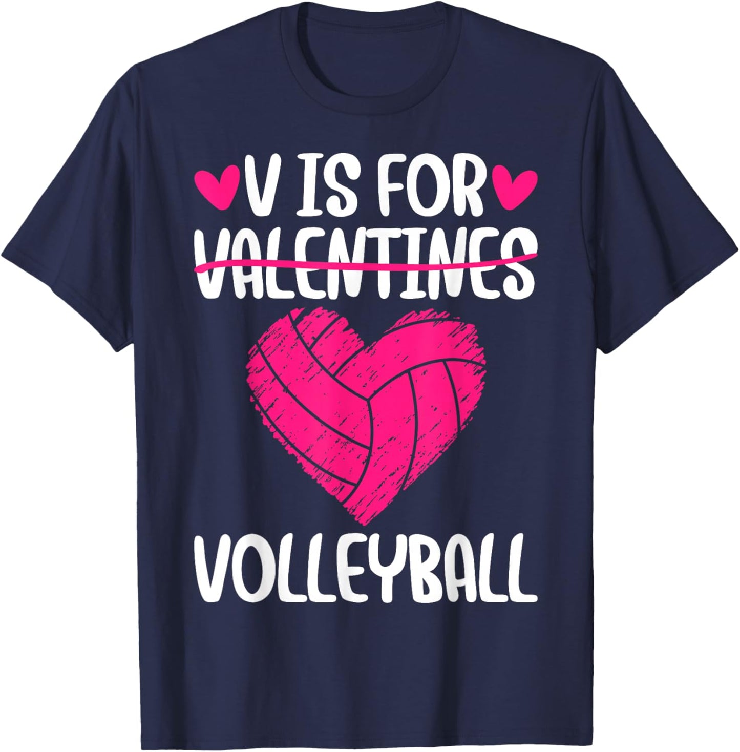 V is for Volleyball Valentine Couple Valentine Day T-Shirt - T-Shirt | Navy