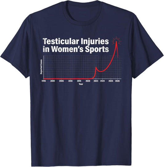 Testicular Injuries in Sports Funny Graph T-Shirt - T-Shirt | Navy