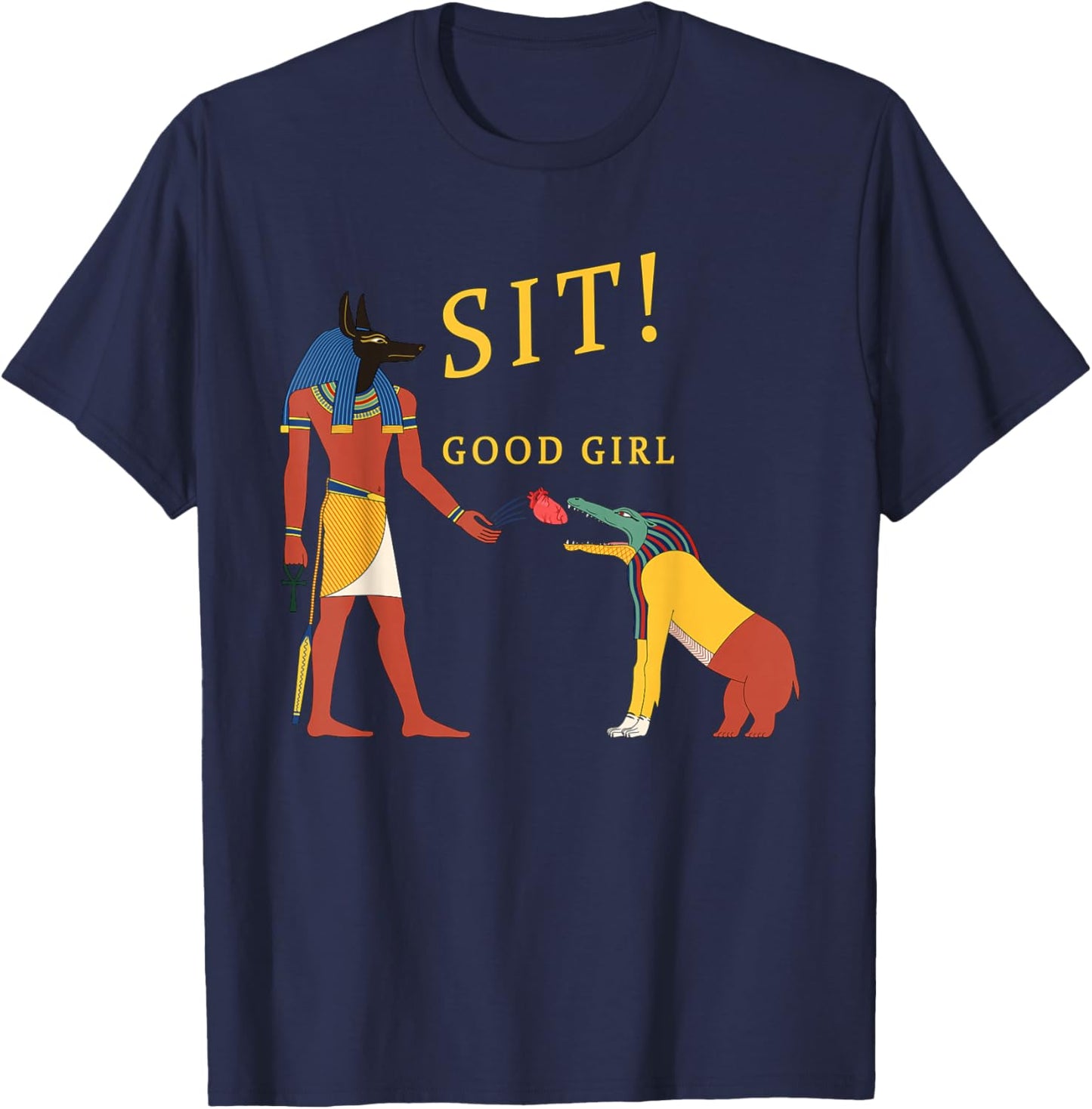Anubis and Ammit Funny Egyptian Mythology T-Shirt - T-Shirt | Navy